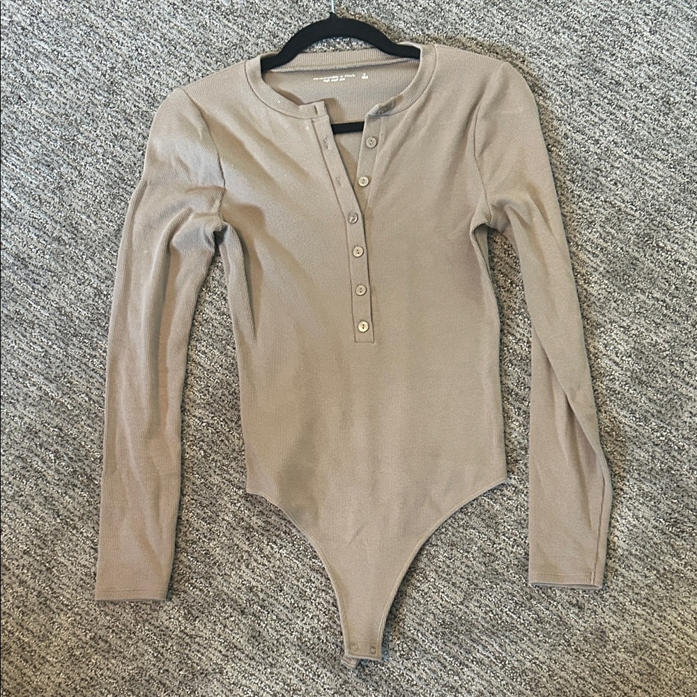 Abercrombie & Fitch Ribbed Brown Bodysuit